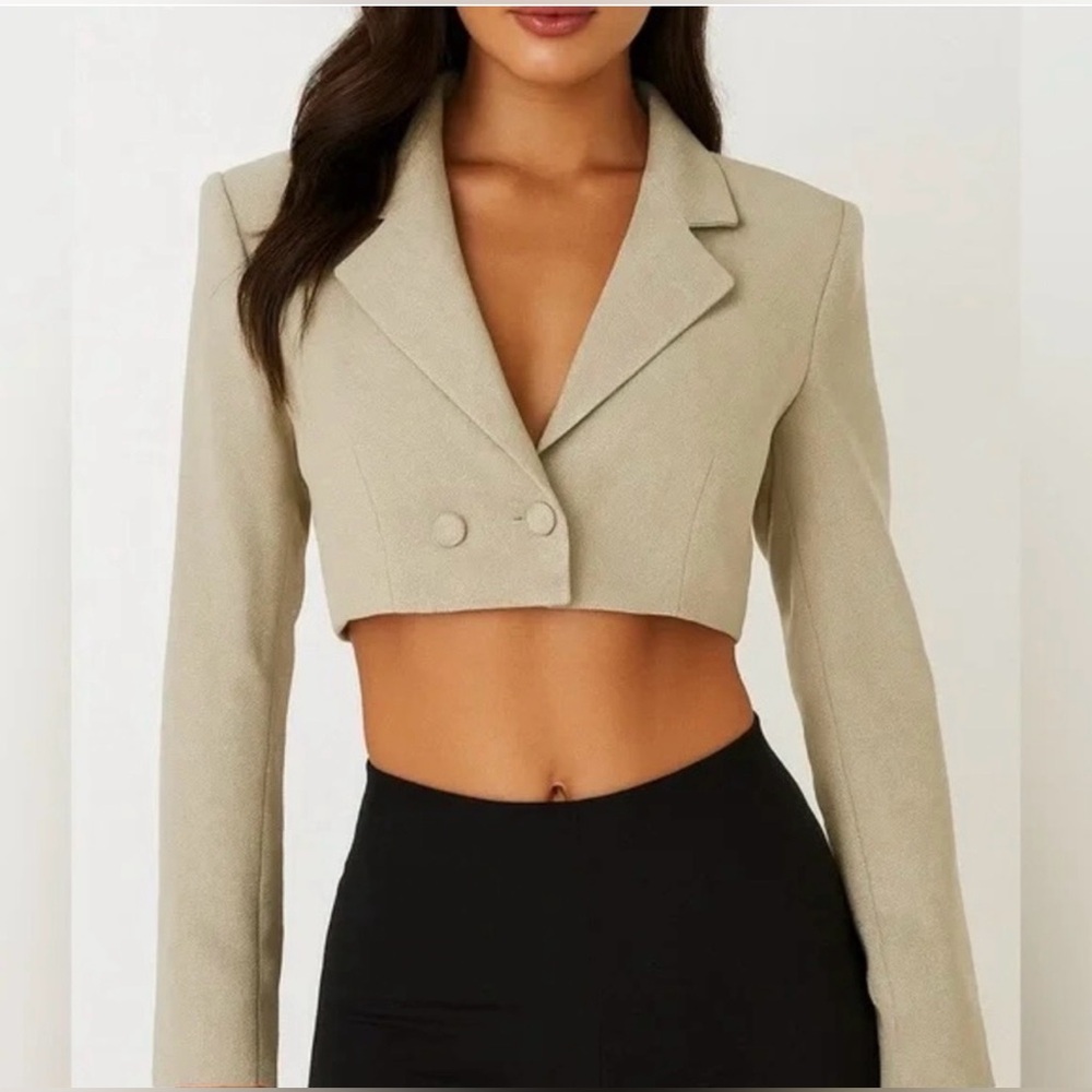 House of Harlow 1960 Gray Tweed‎ Cropped Blazer Large NWT